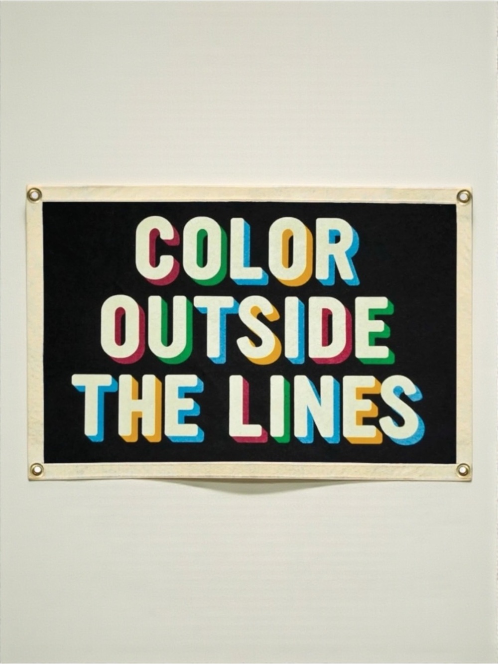Oxford Pennant Color Outside the Lines Canvas Wall Banner Office Decor NWT